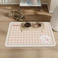 1 Pc, Pet Feeding Mat, Water-Absorbing Dog/Cat Feeding Bowl Mat, Splash-Proof Food And Water Station Mat, Featuring Cute Designs, Available In Various Colors And Sizes. - Coral Pink - View 12
