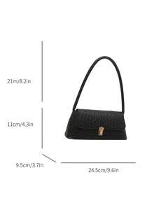Vintage Crocodile Embossed PU Leather Women's Shoulder Bag, Fashion Designer Handbag - Black - View 5