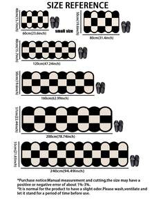 1pc Soft Rubber Absorbent Kitchen Mat, 3.5mm Thick Absorbent Rug For Large Or Small Area, Korean Chic Wavy Checkerboard Silicone Mud Carpet, Wavy Soft Edges Break The Norm, Checkered Pattern Of Milky White And Classic Black, Geometric Collision, Retro Atmosphere And Playful Minimalist Room Decor Carpet, Can Be Cut To Fit Kitchen Size - Black and White - View 6