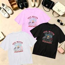Choose One Of The Three Sets Women's T-Shirt Retro Vintage Big Wave Surfing Graphic 100% Cotton Oversized Soft Breathable Casual Crewneck Short Sleeve Top Summer Vibes Streetwear Aesthetic - 粉色 - 查看 8