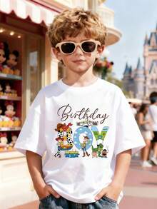 Disney Official Licensed Toy Story Birthday Boy Cotton T-Shirt, Ultra Comfort & Super Soft, 4-12Y Boys Short Sleeve Tee, Relaxed Fit, Stylish Print, Casual Daily Wear, Birthday Gift, New Arrival, Express Delivery - White - View 1