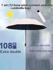 Back To School Season 12-Rib Extra Large Black Windproof Folding Umbrella, Essential For Business And Travel, Suitable For Sunny And Rainy Days, Aluminum Alloy Shaft, Automatic Open/Close, Lightweight, Strong UV Protection, Foldable, Compact And Portable - Multicolor - View 26
