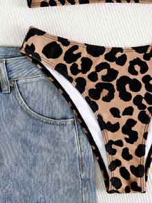 Spring/Summer New European & American Casual Coffee Leopard Print Beach Vacation Dating Party Women's Bikini Set - Multicolor - View 6