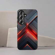 Carcasă de telefon Apple 17, 16, 15, 14, 13 Pro, Max, Plus; 23, 24, 25, 26, cu design geometric futuristic roșu neon: design abstract tehnologic întunecat pentru , și Pixel - FL 2-în-1 Mat Gros - Vizualizare 7