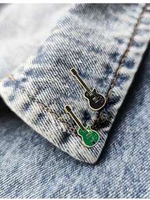 ZAKOL Vintage Metal Enamel Electric Guitar Brooch Unisex, Music Instrument Lapel Pin Badge Fashion Jewelry Gift - Multicolor - View 4