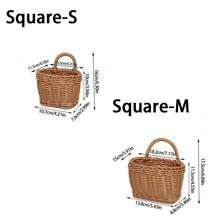 1pc Handwoven Rattan Wall Hanging Storage Basket, Kitchen Utensil Holder, Woven Hanging Basket With Handle, Multi-Purpose Organizer For Spatula, Chopsticks, Fruit, Vegetables, Home Decor - Multicolor - View 8