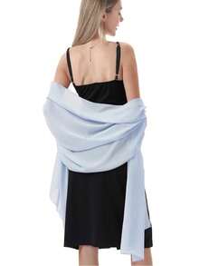Chiffon Shawl Scarf Suitable For Bride Wedding Party Evening Dress And Special Occasion Outfits - Light Blue - View 3