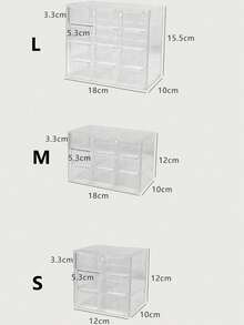 1pc Transparent Multi-Grid Contact Lens Storage Box, Acrylic Material, 6/9/12 Grid Design, Drawer-Style Jewelry Storage Box, Dust-Proof Desktop Organizer For Earrings, Rings, Necklaces And Other Small Accessories - Clear - View 3