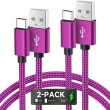 3pcs/Set USB-C Data Cable (10ft/6ft/3.3ft) USB To USB-C Charging Cord, Fast Charging Type-C Braided Cable Compatible With Galaxy S25 S24 S23 S22 S21 S20 A25 A54 A15 A14, Note, Flip, Pixel, Moto And More - Multicolor - View 10