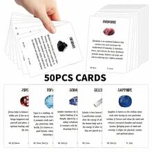 50Pcs Crystal Healing Property Pocket Cards, 2.5*3.5inch Gemstone Identification Cards, Crystal Healing Meanings & Benefits Guide, Spiritual Identification Flashcards With Zodiac & Chakra Info, Crystal Collector Gift Set - View 2