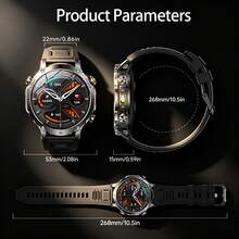 KENPANG 2026 New Men's Outdoor Sports Smart Watch, Built-In 1400mAh Battery, Red & White LED Flashlight, 24/7 Health Monitoring, 120+ Sports Modes, Wireless Call, Message Notifications, Weather, 1.7-Inch HD Screen, IPX8 Waterproof, Fitness Tracker For Men - View 12