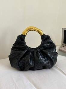 Fashionable Minimalist Pleated Cloud Handbag, Versatile Shoulder/Underarm Bag - Black - View 7