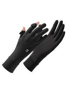 1 par de guantes de protección solar para mujer, finos de verano para exteriores, ciclismo, patinete eléctrico, conducción, sombreado, antideslizantes, pesca, seda de hielo - Multicolor - Ver 4