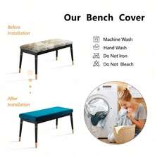 Shoe Bench Cover, Rectangular Long Dining Bench Cover, Elastic Washable Long Bench Seat Cover, Rectangular Dining Table Bench Cover F, Dining Bench Cover, Removable Washable Bench Seat Protector, Suitable For Living Room, Bedroom, Kitchen - Multicolor - View 5