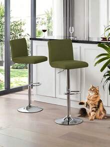 1pc/2pcs/4pcs Solid Color Milk Silk Removable & Washable Bar Stool Covers, Modern Polyester Elastic Dust-Proof & Stain-Resistant Covers For Home, Bar, Hotel, Club Use, Fits Swivel Backless Barstools - Dark Green - View 9