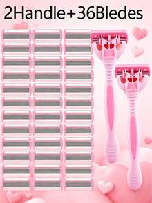 6-Layer Women's Shaving Razor, 6/12/18/24/36 Pcs Blades, Safety Razor For Women, Suitable For Intimate Areas, Armpits, Legs, Shaving Tool, Facial Care, Travel Essential - 1 Handle + 12 Blades - View 11