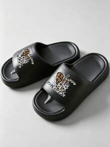 Pantuflas de casa cómodas, suaves y versátiles de suela gruesa antideslizante y antiolor de EVA para mujeres, en color negro minimalista (se recomienda pedir una talla talla grande grande para un mejor ajuste) - Negro - Ver 5