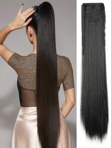 European And American Style 34 Inch Long Straight Ponytail Hair Extension With Bow Tie,Clips For Hair - Multicolor - View 13