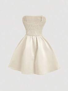 MOD Vestido corto para mujer con lazo rojo en el lateral, vestido de graduación blanco - Beis - Ver 5