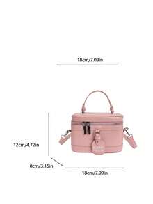 1 pieza Bolso de diseño de caja con patrón de rombos BEIKAMU, monedero para maquillaje, elegante bolso bandolera con cadena - Rosa - Ver 3