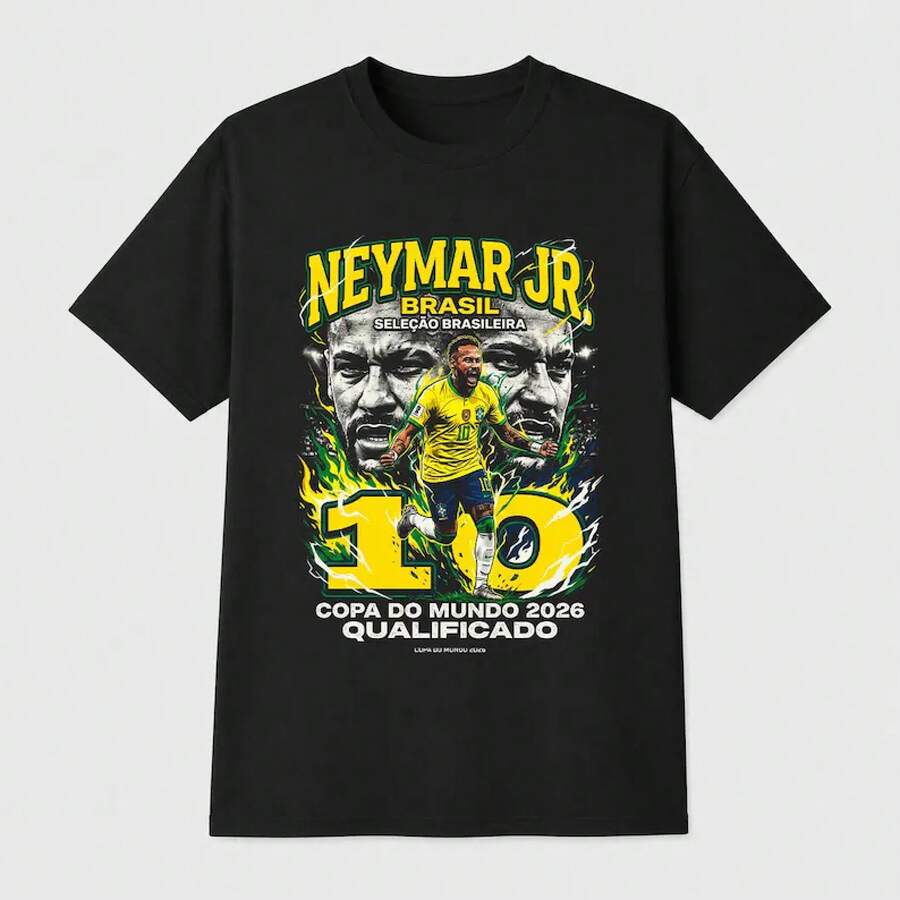 Camiseta Gráfica Estilo Samba Neymar Jr, Camiseta Estilo Bootleg Legendaria de los 90 - Negro - Ver 1