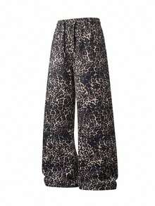 Men's Outdoor Long Pants Spring/Autumn Casual Loose Sweatpants Straight Leg Leopard Print Fashion Sports Trousers - Black - View 2