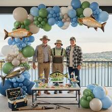 125pcs Fisherman Theme Balloon Arch Kit - Blue, Green And White Fisherman Theme Birthday Balloons - Suitable For Birthday Party, Underwater Theme Baby Shower, Retirement Party And Birthday Party Decoration - View 5