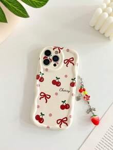 Cherry Blossom Cream Wavy Edged Beige Detachable Bracelet Fashionable Minimalist Thick Anti-Drop Phone Protective Case Compatible With IPhone 17/17 Pro, 15 Pro Max, 16/16 Pro/16 Pro Max, 16 Plus, 15 XR/7/8, 15 Pro Max, 12 Pro Max, 13 Pro Max, 14 Pro Max, 13/14/11/12P/14, Phones - Multicolor - View 2