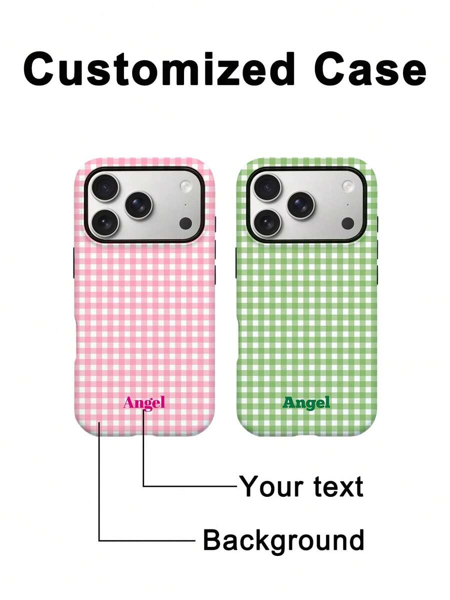 GIIPPA 1 buah Casing Ponsel Kustom Motif Kotak-kotak Multi-Warna dengan Nama, Pelindung Ponsel 2-in-1, Cocok untuk iPhone, Cocok untuk Galaxy, Hadiah Wisuda, Hadiah Liburan, Hadiah Ulang Tahun Pernikahan, Hadiah Hari Valentine, Hadiah Ulang Tahun, Hadiah Pernikahan - MultiWarna - View 1