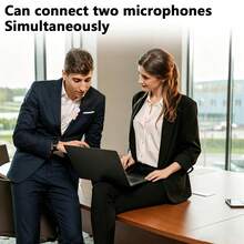 Professional Wireless Lavalier Microphone, 2-In-1 Wireless Lavalier Microphone, Plug And Play, Lavalier Microphone With Noise Cancellation, Suitable For Content Creation, Live Streaming, Podcasts, Clip-On Microphone, Battery Capacity: 40mAh - View 6