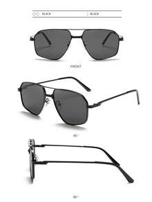 1 paire de lunettes de mode à monture pilote pour hommes, monture en métal pour les vacances & l'extérieur, mode rétro décontractée pour la plage - Multicolore - Voir 7