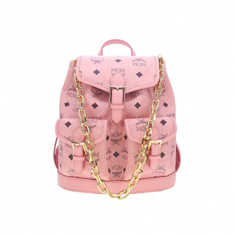 Mcm Aren Visetos Logo Embroidered Women's Shoulder Bag - Soft Pink MWKFATA02PZ001 - View 1