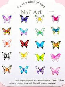 50pcs 3D Gradient Colored Butterfly Nail Art Decoration Transparent Crystal Series Resin Animal Nail Charms Accessories DIY Manicure - Multicolor - View 4