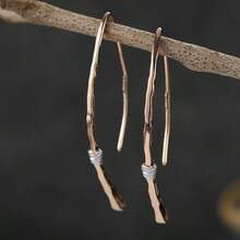 Anting-anting Wanita Gaya Bohemian, Anting-anting Kurva Geometris Garis Halus yang Elegan, Serbaguna untuk Sehari-hari, Pesta, dan Berbagai Acara. - Emas - View 3