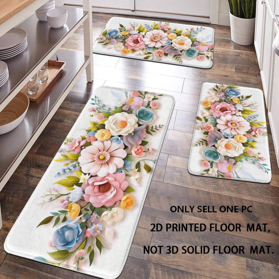 [Popular Choice] 1 Piece, Home Decor, Bathroom Mat, Bathroom Non-Slip Mat, Kitchen Decor, Kitchen Mat, Doormat, Colorful Floral Pattern Mat, Bohemian Style Mat, Soft And Comfortable, Relieves Fatigue.
