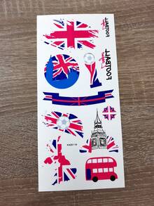 1pc UK World Cup Carnival Theme Tattoo Sticker, Blue & Red Contrast Flag Design, Waterproof & Long-Lasting, World Cup Fan Event Support Personalized Pattern, Sports Party Decoration Temporary Tattoo Sticker - Multicolor - View 6