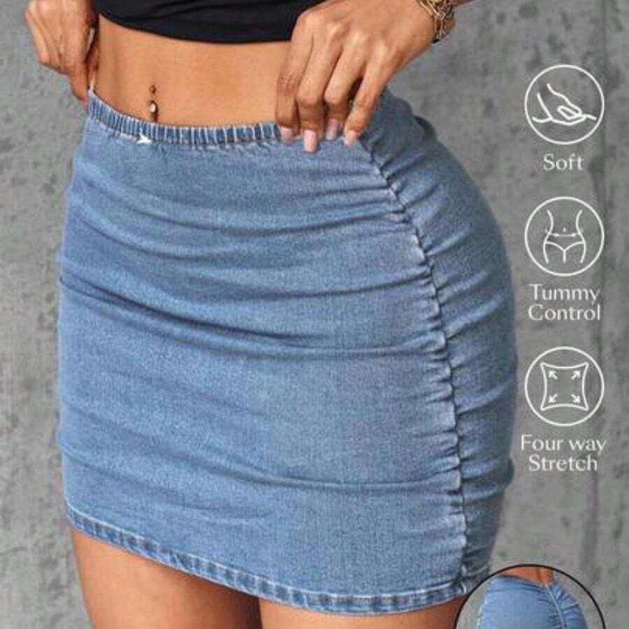 Women Denim Shorts - 輕柔的洗滌 - 查看 1