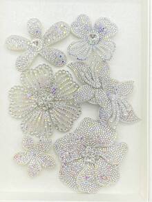 6pcs/Set Champagne Color Crystal Flower DIY Handmade Sewing Rhinestone Decorations For Clothing, Shoes, Bags, Accessories - Champagne-colored Rhinestone Flowers - View 3