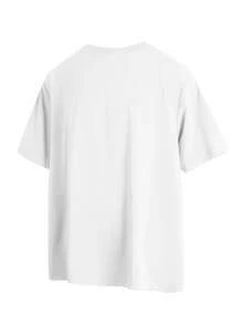 Casual Solid Color Plus Size Short Sleeve T-Shirt, Round Neck Basic Tee, Suitable For All Seasons - White - View 2