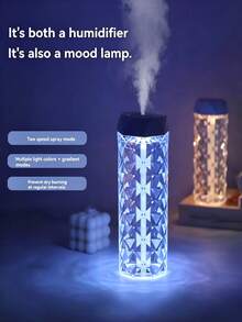 1pc Portable Mini Crystal Humidifier - 2-In-1 RGB Ambiance Night Light - Silent Dual Spray Mode - Multi-Color Gradient Lamp - Air Humidifier - Gift Decoration For Home, Bedroom, Office, And Travel - Seven-color Crystal Table Lamp - View 2