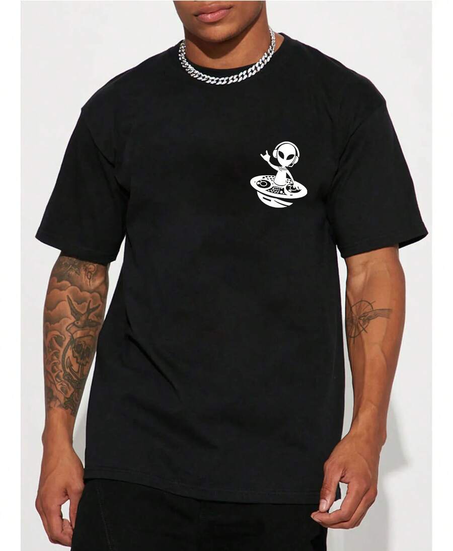 Camiseta Gráfica De Alien 180g 100% Algodón Tallas Sxxl M - Negro - Ver 1