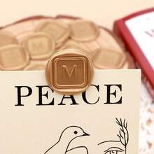 20 piezas Pegatinas de Sello de Cera Autoadhesivas con Patrón de Letra S, Adecuadas para Regalos, Sellado de Sobres de Invitaciones de Boda - Marrón - La letra M - marrón - Ver 8