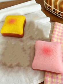 3pcs/1pc Light Yellow,Pink Cheese Coconut Oil Cream Cheese Soft Squishy Toy - Simulation Food, Cream Cake Model Creamy Dough Texture With Cream Filling, Silent Squeeze Stress Relief Toy, Suitable For Office Desk Focus And Mindful Break - Popular Sensory Fidget - Multicolor - View 13