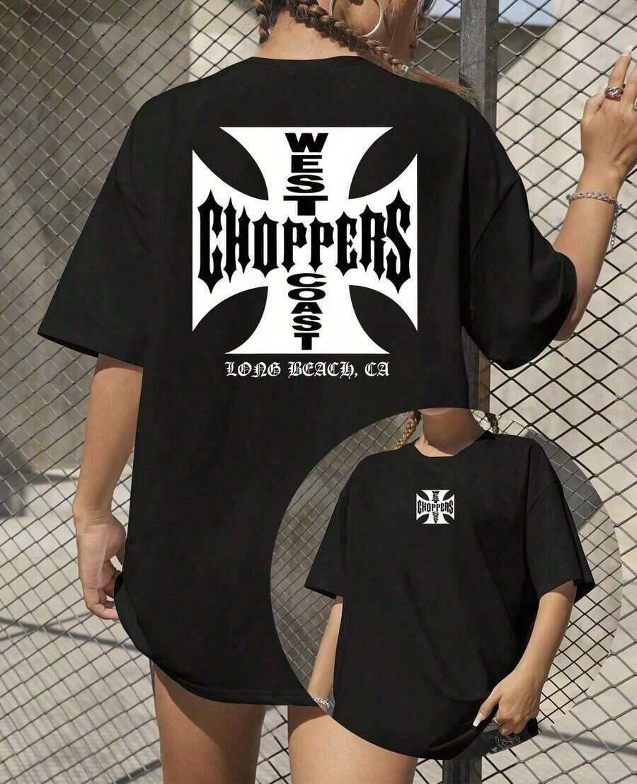 Camiseta Oversize Brian O'Conner Rápido y Furioso Skyline Choppers Paul Walker Oeste Manga Corta Verano Fin de Año Ropa de Calle - Negro - Ver 1