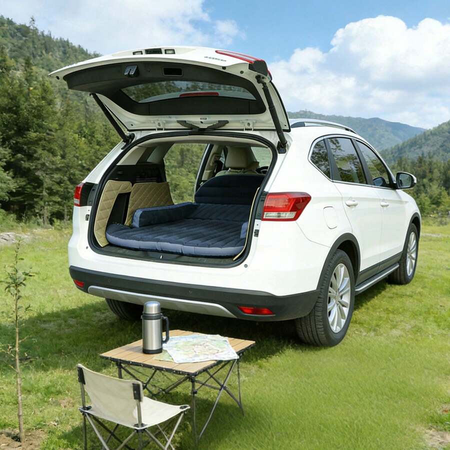 YESCUT 車中泊マット エアーマット 車載用エアベッド｜SUV・MPV汎用 電動ポンプ付き 後部座席対応 独立サポートエアクッション 防水防潮・防災対策にも コンパクト収納 PVC素材 仮眠・車内泊・旅行・屋外 - A - チェックする 1