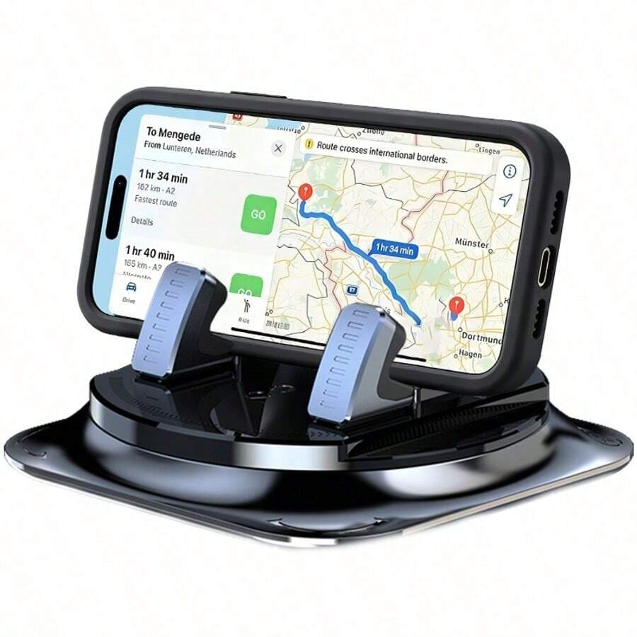 360° Rotating + Silicone Non-Slip Base Stable Car Phone Holder - Shock-Absorbing Mount Suitable For Dashboard Navigation (Fits All Phone Models)