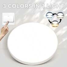 CANMEIJIA 1pc Integrated LED Ceiling Light, Remote Control Color Changing, General Room Ceiling Lamp, Round Panel Light, Adjustable Color Temperature, 85V-265V, Suitable For Bathroom/Bedroom/Living Room/Study/Closet/Kitchen/Hallway/Dressing Room/Rental House/Small Room - Three-color Ceiling Light - View 2