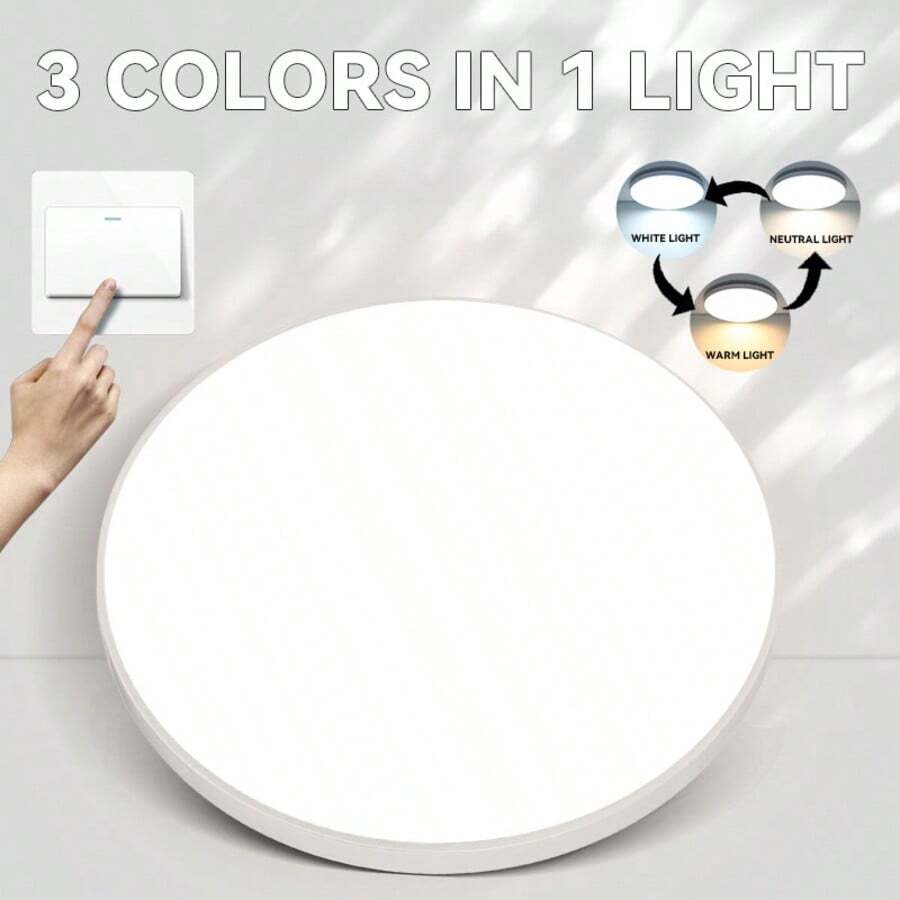 CANMEIJIA 1pc Integrated LED Ceiling Light, Remote Control Color Changing, General Room Ceiling Lamp, Round Panel Light, Adjustable Color Temperature, 85V-265V, Suitable For Bathroom/Bedroom/Living Room/Study/Closet/Kitchen/Hallway/Dressing Room/Rental House/Small Room