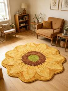 1pc Golden Sunflower Decorative Carpet, Living Room Decor, Bedroom Rug, Washable Carpet, Home Decor - Multicolor 4 - View 5