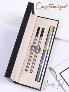 Customized Metal Signature Pen, Customizable Name Or Logo, Comes With Elegant Gift Box, Suitable For Office, Birthday, Personalized Wedding Gift, Customized Text Ballpoint Pen, Personalized Teacher Pen, Customizable Text Writech Pen, Birthday Gift,Back To School Season - Multicolor - View 10